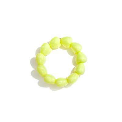 Perlenarmband ADELIA´S "LIVAYA Armbänder Armband Perlenarmband mit markantem Design", gelb (grasgrün), Armbänder, Damen, Edelstahl, Perlenarmband, trendig mit elf großen Perlen