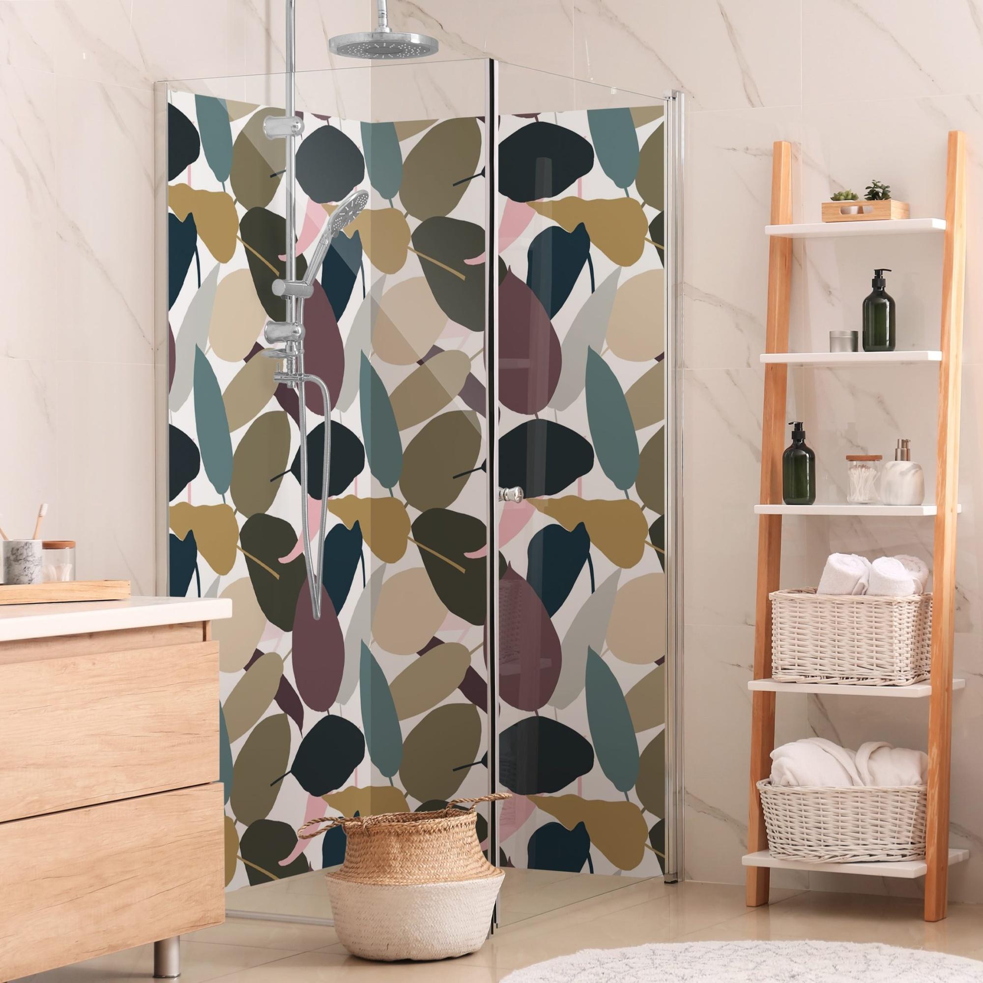 Duschrückwand Muster selbstklebend - 0.61 mm Wandpaneel wasserfest Design bunt Tropisch Badrückwand fugenlos Premium matt 110x190 cm