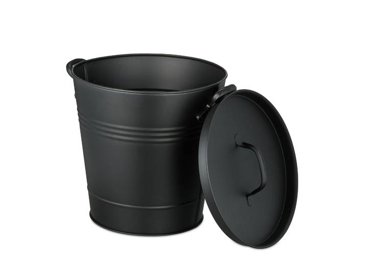 Ascheeimer mit Deckel 19L Schwarz