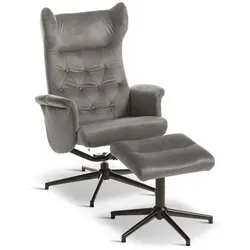 Sessel mit Hocker Vals Stoff Grau