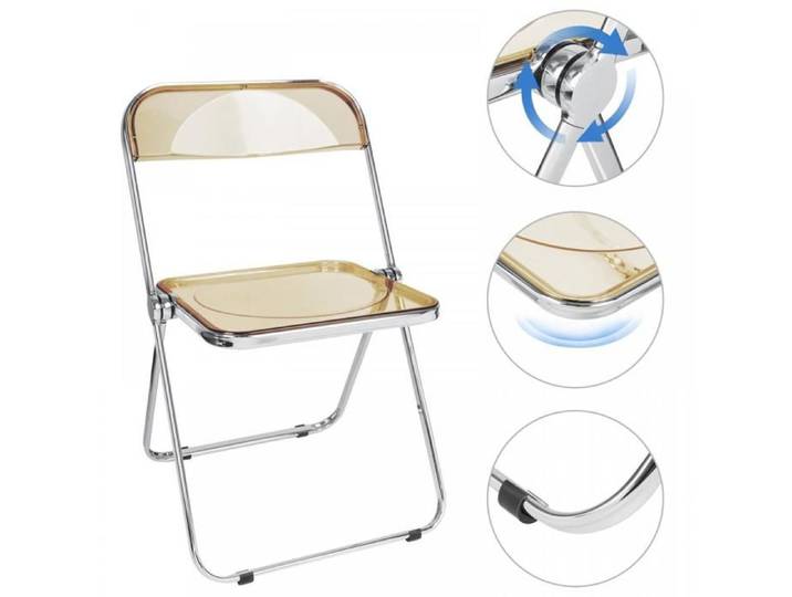 KEDIA Chaise pliante en acrylique Élégante chaise pliable empilable plastique pour salle à manger salon (46X46X75) ambre