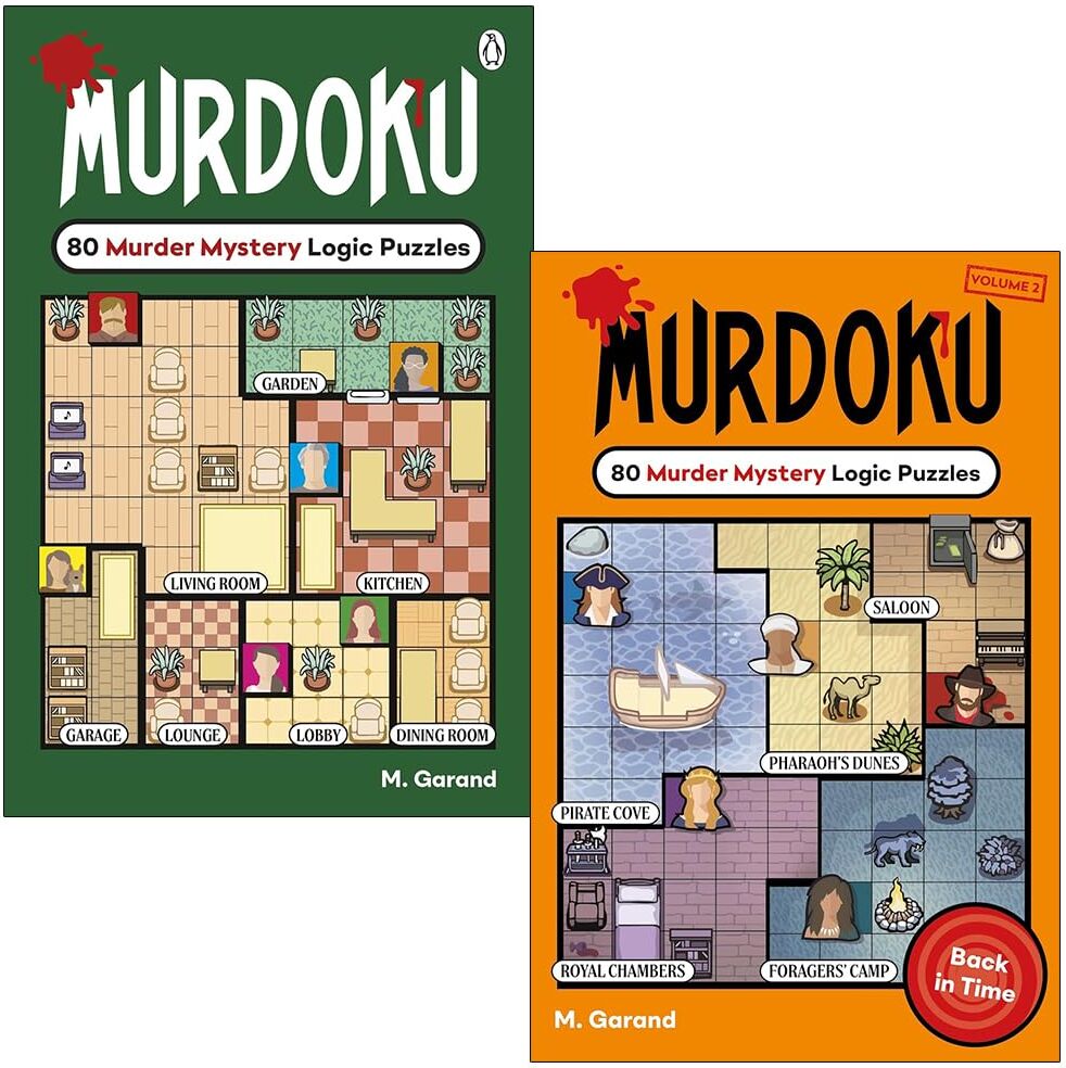 Penguin ltd Murdoku Series 2 Books Collection Set By M. Garand (Murdoku: 80 Murder Mystery Logic Puzzles and Murdoku Volume 2: Back In Time: 80 MORE Murder Myster