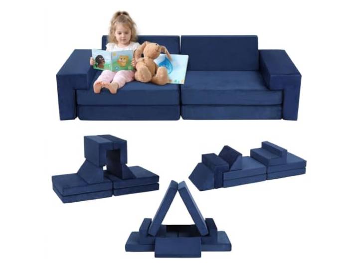 WEJIUAFB Modulares 8-teiliges Spielsofa, waschbare Bezüge für Kinderzimmer Plüsch Seiden-Samt, hochelastischer Schaumstoff. Frei kombinierbar, fördert Kreativität & Motorik, platzsparende Aufbewahrung