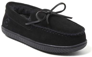 Women's Harriet Genuine Suede Moccasin by Dearfoams in Black (Size 10 M)