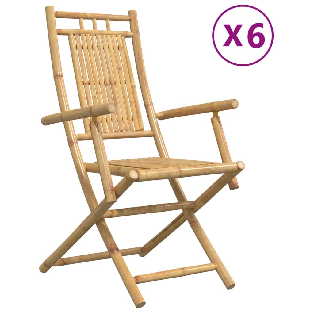 vidaXL Klappstühle, 6 Stück, 53 x 66 x 99 cm, Bambus