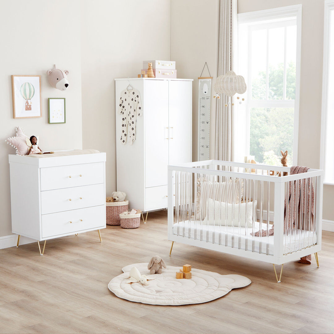 Babymore Kimi Acrylic 3 Piece Nursery Room Set White
