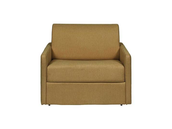 Fauteuil convertible express en tissu texturé jaune - Matelas 14 cm CALIFE