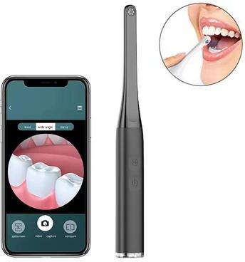 Inspired Deals Smart WiFi Oral Camera HD 1080P Wireless Dental Endoscope For Real Time Mouth Inspection black
