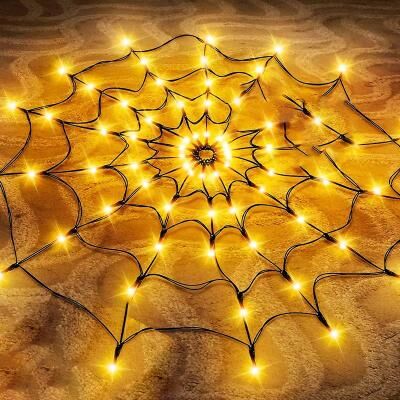 Inspired Finds Halloween LED Spider Web String Lights Ghost Festival Atmosphere Decoration orange 1.2m
