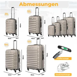 Kesser Hartschalenkofferset, 4tlg., Champagne, Koffer, Beige