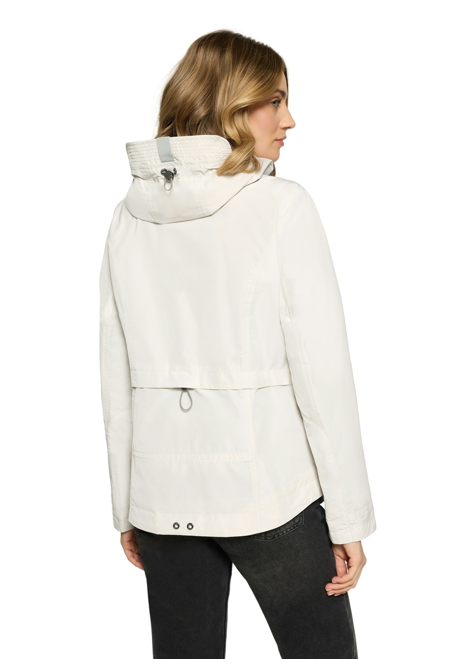 Outdoorjacke GIL BRET, Damen, Gr. 36, weiss (wind chime), Web, Obermaterial: 100% Polyester, unifarben, regular fit normal, Manschette, Jacken Outdoorjacke, mit Kapuze wind chime 36