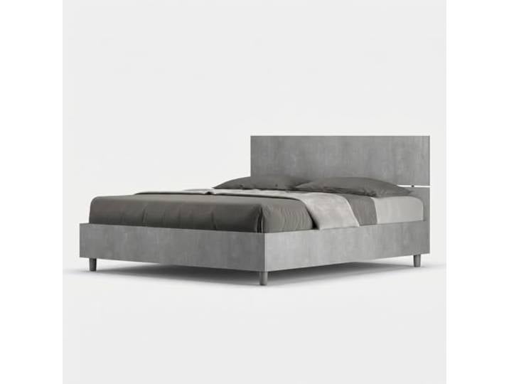 Produce Shop Graues Doppelbett 160x190cm mit Lattenrost und geradem Kopfteil Demas D Concrete