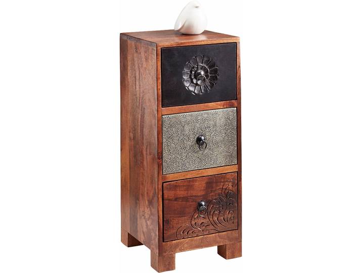 Kommode GOODPRODUCT Mahar , bunt (braun, bunt), B:30cm H:70cm T:30cm, Sideboards, Kommode, Breite 30 cm mit Metallfronten