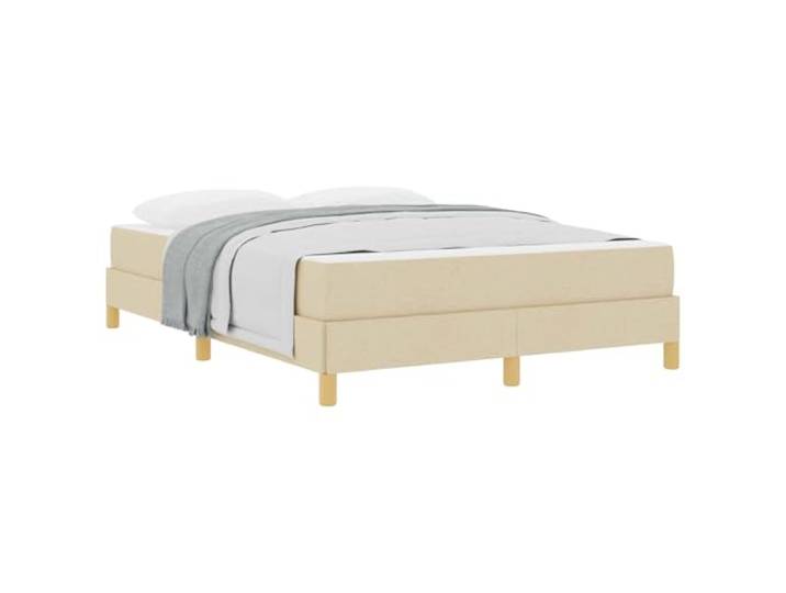 KTHLBRH Boxspringbett mit Matratze creme 160 x 200 cm Stoffbezug, technisches Holz, modernes Design, klare Linien
