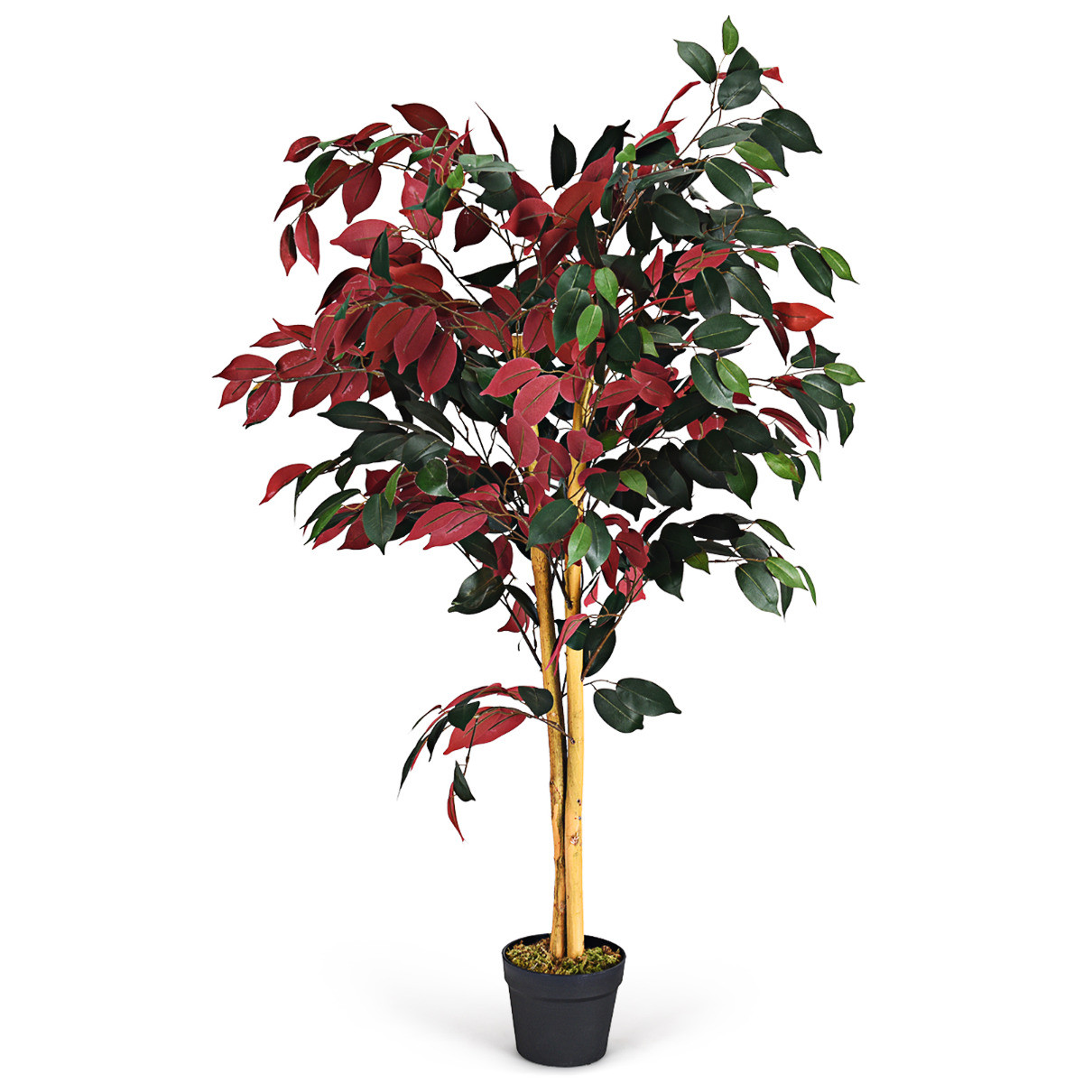 Costway Kunstmatige Ficus Boom, 120 cm Hoog, Groen