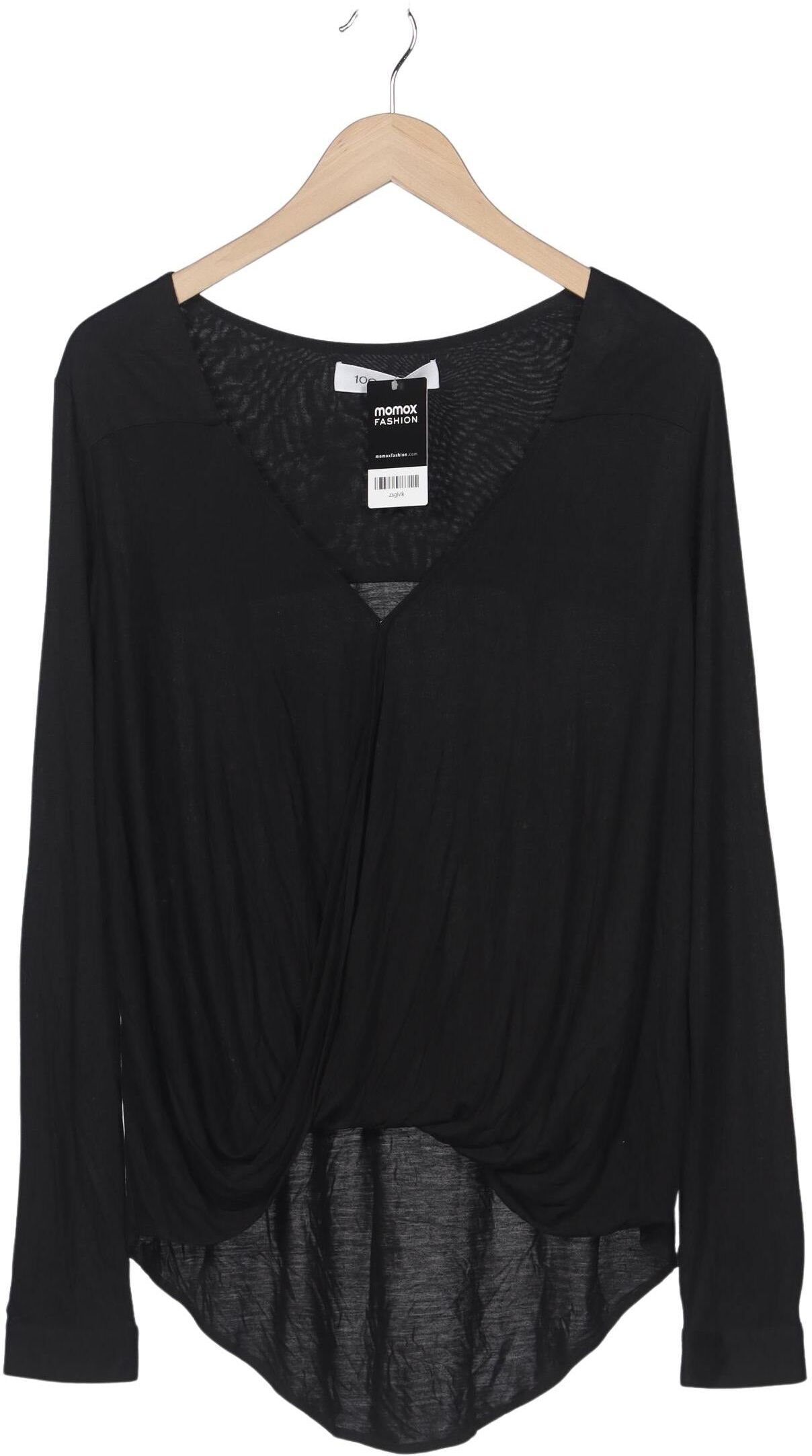 10 Crosby by Derek Lam Damen Langarmshirt, Schwarz, Gr. S, Viskose - Second Hand
