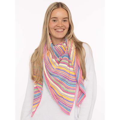 Dreieckstuch ZWILLINGSHERZ "Hippie", Damen, bunt (pink orange), Strick, Materialmix, gestreift, Modetücher, buntes Muster, Strick, wärmend