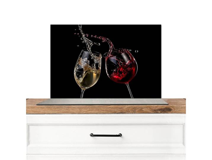 MuchoWow Spritzschutz Küche Rotwein - Weißwein - Glas - Schwarz 60x40 cm, Weinrot, Metall, Rechteckig, 60x0.3x40 cm, rostfrei, Küchenzubehör, Küchenhelfer, Küchenutensilien