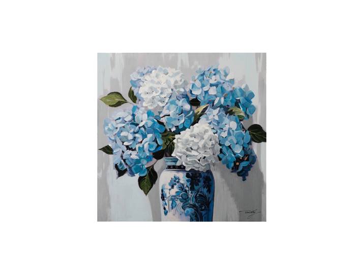 Handbemaltes Bild „Blaue Hortensien“ 80 x 80 cm Multicolor Crea Collection