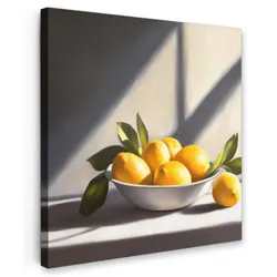 LEINWANDBILD Zitronen - Stilleben - Gelb Deko Wohnzimmer 20x20 cm