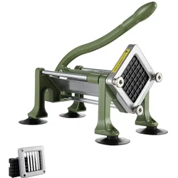 VEVOR Pommes-Frites-Schneider, Kartoffelschneider mit 1/2 Zoll Edelstahlklingen, manueller Kartoffelzerkleinerer mit Saugnäpfen & grünem Griff, ideal für Kartoffeln Pommes Frites Gurken Gemüse