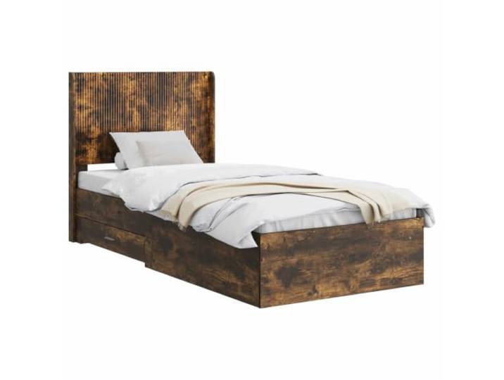 vidaXL Bettgestell mit Stauraum und Kopfteil Geräucherte Eiche Klare Linien und Funktionalität, Stauraum unter dem Bett, Fertigung aus Holzwerkstoff