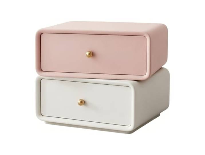 YANG11FAN Vielseitig Drehbarer Nachttisch mit Eck-Doppelschublade Schlafzimmer(Pink,Klein)
