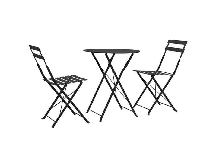 Noir Ensemble de bistro 3 pcs Acier Noir_2 ans garantie &20594 @3692