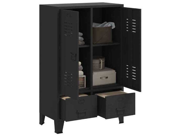 En soldes - Noir Placard/Cabinet chambre - Garde-robe - avec étagères - métal de style industriel 67x35x107cm noir 2_6021095
