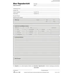 Rnk, Formular, Verlag Vordruck "Bau-Tagesbericht", SD, Block, DIN A4