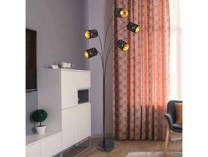 Globo Stehlampe Clarke, schwarz, für Wohn- / Esszimmer, Metall, Modern, Stehlampe
