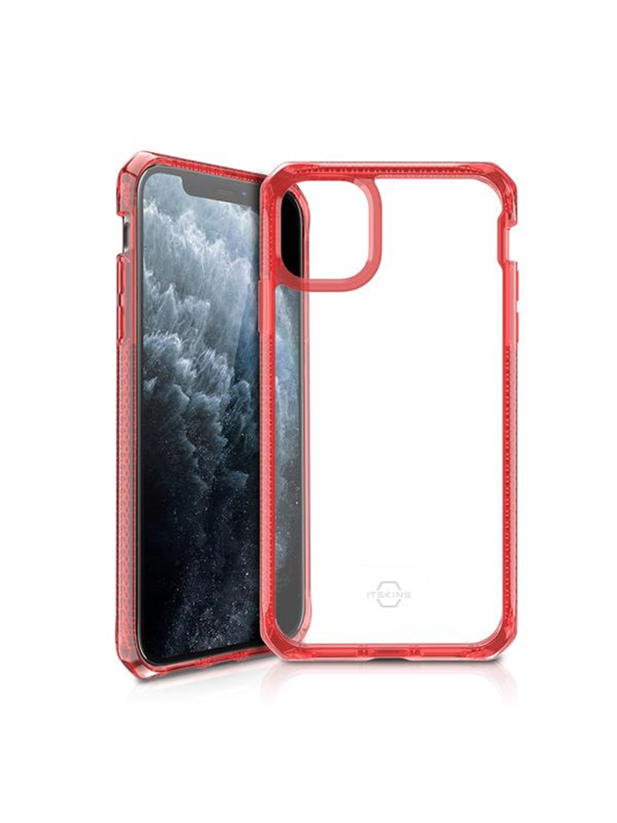ITSKINS HYBRID CLEAR cover for iPhone 11 Pro Max / XS Max. Red and transparent