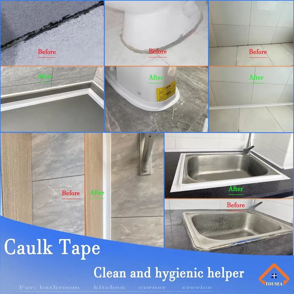 INF Toiletten-Dichtstreifen (2 Rollen) - PVC selbstklebendes wasserdichtes Abdichtungsband für Bad, Badewanne & Wandkanten, 5 m
