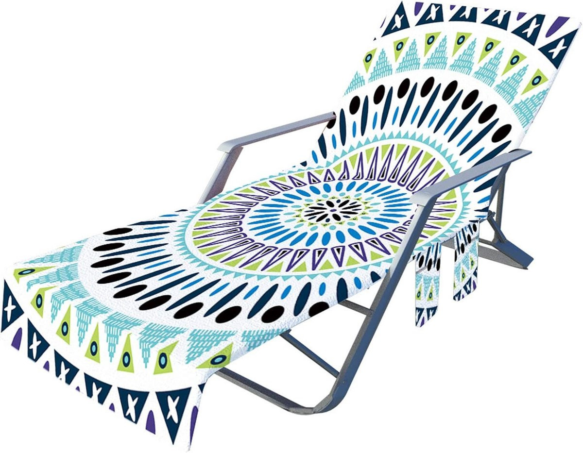 Bohemen Mandala Strandlaken voor Ligstoel met Opbergvakken, 75 x 210 cm
