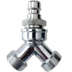 Neomatic, Schlauchanschluss + Schlauchverbinder, Y-Abzweigstück Messing verchromt AG 3/4" AG 3/4" (Kupplungsnippel, Verteiler)
