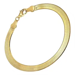 trendor 31254 Damen-Armband 925 Silber Vergoldet Fischgrätmuster 5,5 mm
