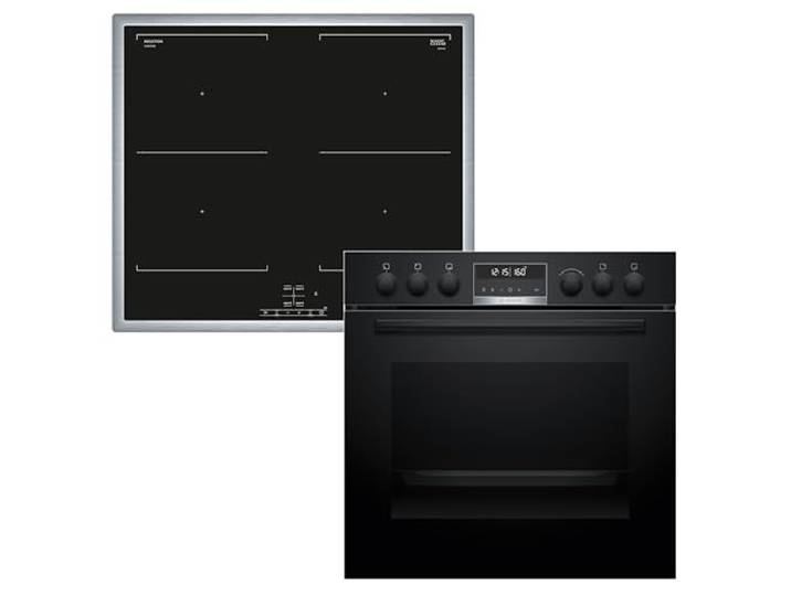 Bosch HND675LS62 Einbauherd-Set, Bestehend aus HEG578BB4 Herd, 60 x 60 cm, Air Fry, 3D Heißluft, Hydrolyse und Pyrolyse Selbstreinigung, & NIF645CB5E Induktionskochfeld, Bräterzone, Edelstahlrahmen