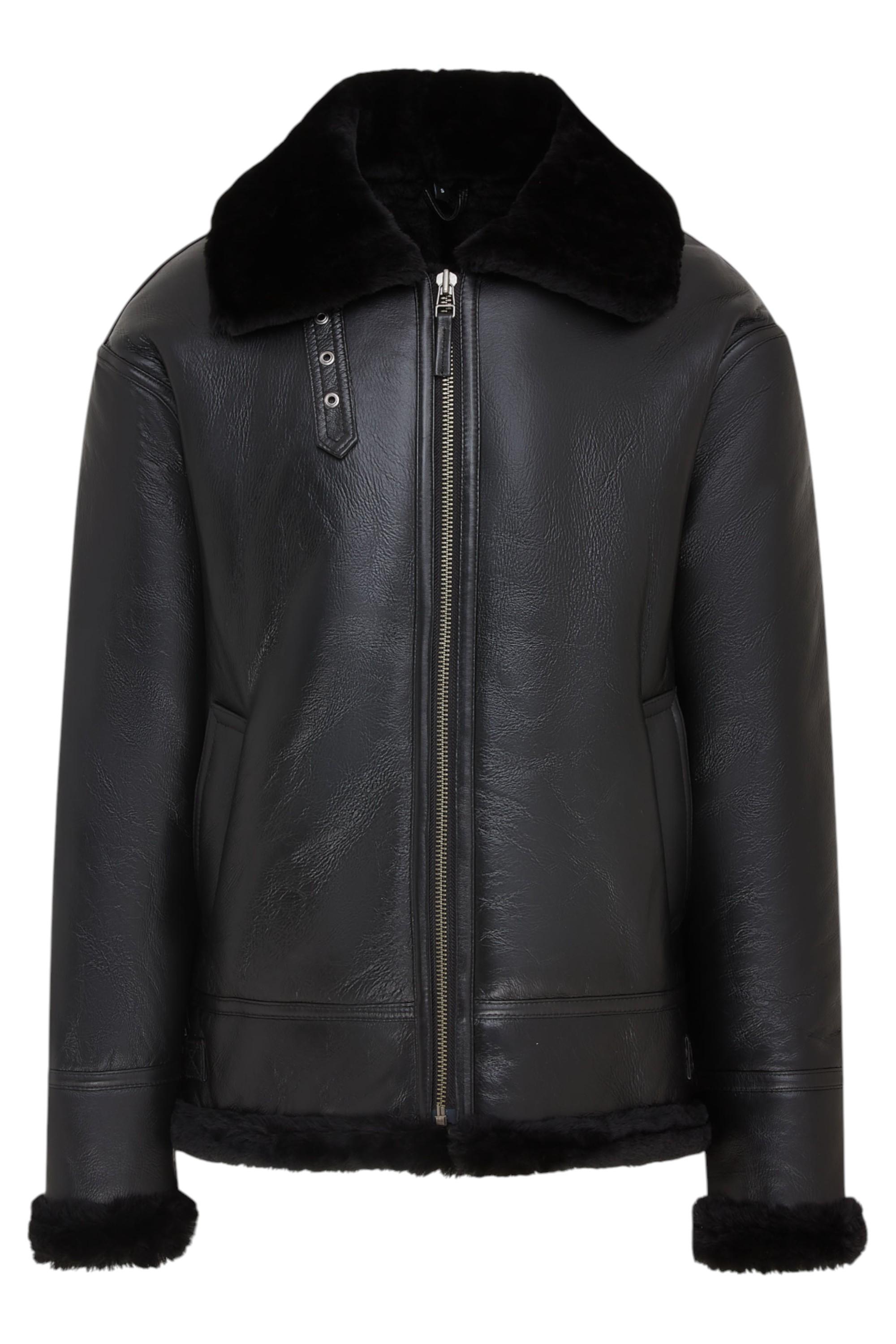 Herren Pilotenjacke B3, schwarz, Lammfell, Schaffell, WWII, Bomberjacke