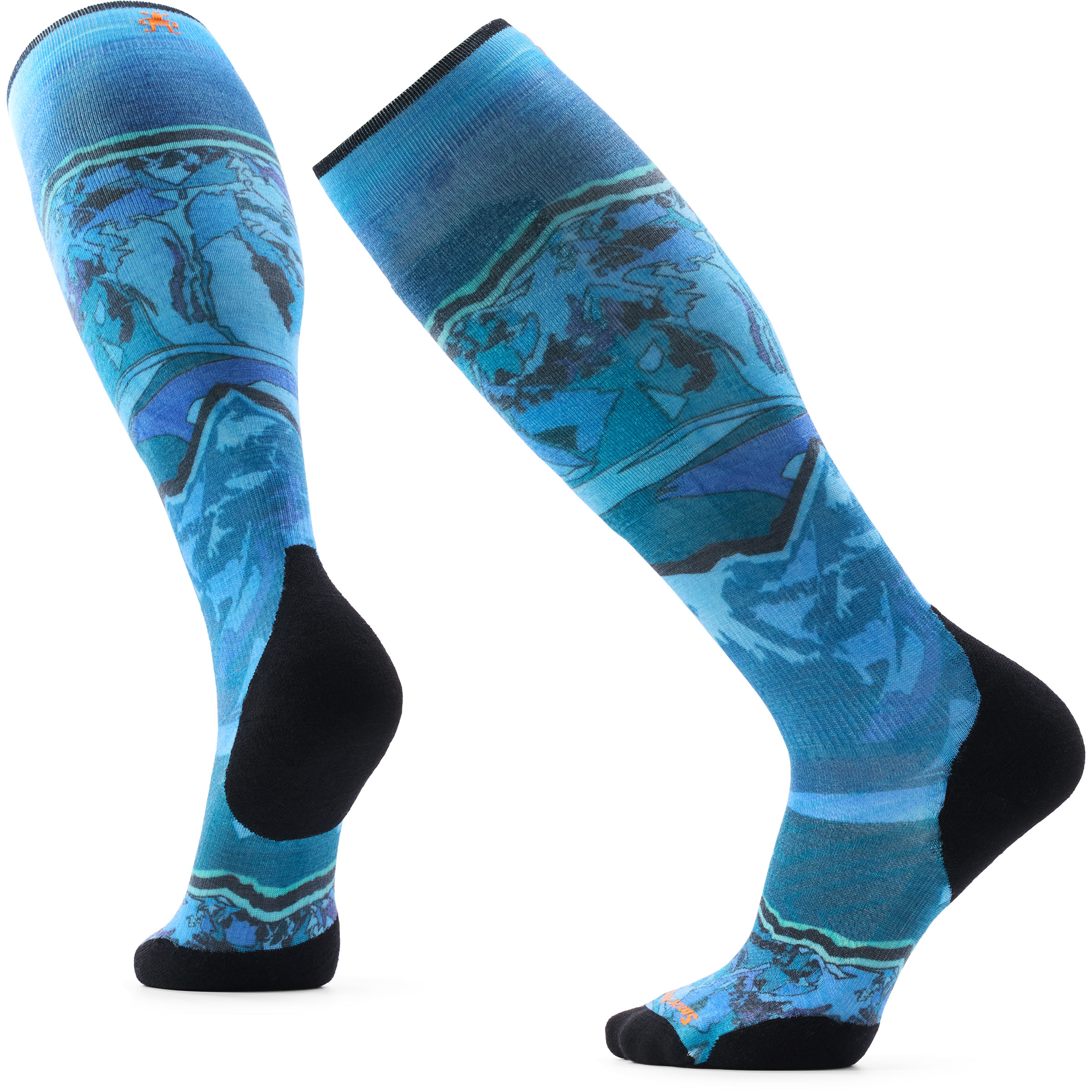 Smartwool Ski Targeted Cushion Storm Peak Print OT Herren Skisocken blau Größe 46 Skifahren Widerstandsfähig Merinowolle