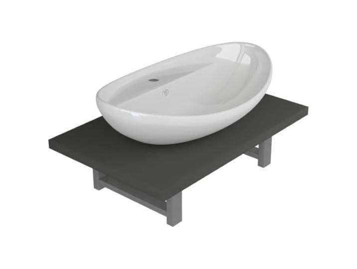 LMTYOENFG 2-tlg. Badmöbel-Set Wandregal mit Keramik Aufsatzwaschbecken Kompakter Waschtisch für Badezimmer, Gäste-WC oder Schminkraum. Robustes Holzwerkstoff-Regal mit weißem Keramikbecken.