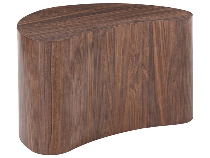 BELIANI Couchtisch Dunkelbraun MDF Holzoptik Asymmetrisch Nierenform Modernes Japandi Design Wohnzimmer Tischchen Ablagetisch Sofatisch