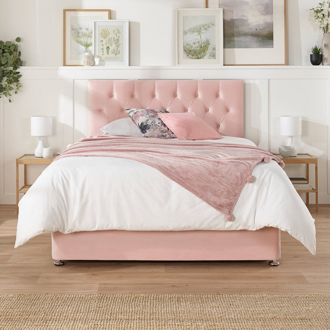 Fairmont Park Nadyah Upholstered Divan Bed Rose Kingsize (5')