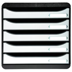 Exacompta 3097213D 1x BIG-BOX PLUS Schubladenbox, 5 offene Laden - Weiß glossy