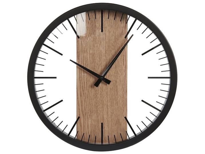 WANDUHR Kunststoff schwarz/heller Holzfarbton Villora
