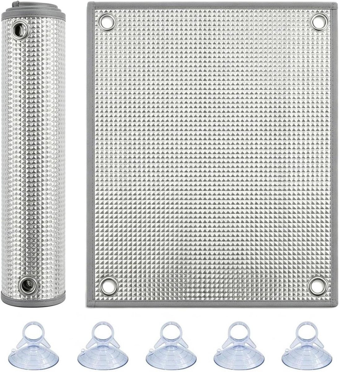 Reflecterende Raamfolie Grijs - Dubbelzijdig Aluminium Isolatie Folie voor Warmte Regulatie - 110 x 180 cm
