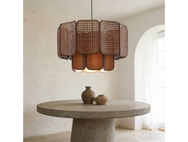 Luminaire suspendu en rotin naturel Wabi Sabi japonais, abat-jour en cannage tissé à la main, pour salon, chambre, salle à manger, décoration intérieure