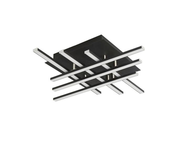 Led-Deckenleuchte Matrix, Schwarz, Weiß, Chromfarben, Kunststoff, Metall, 45.5x8.5x45.5 cm, Lampen & Leuchten, LED Beleuchtung, LED-Deckenleuchten