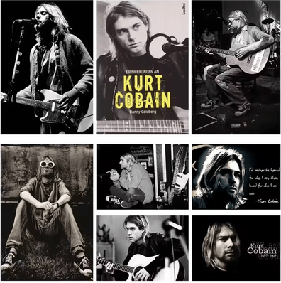Inspire Curations Vintage Kurt Cobain Black & White Canvas Poster Retro Rock Wall Art Decor j 30x40cm No Frame