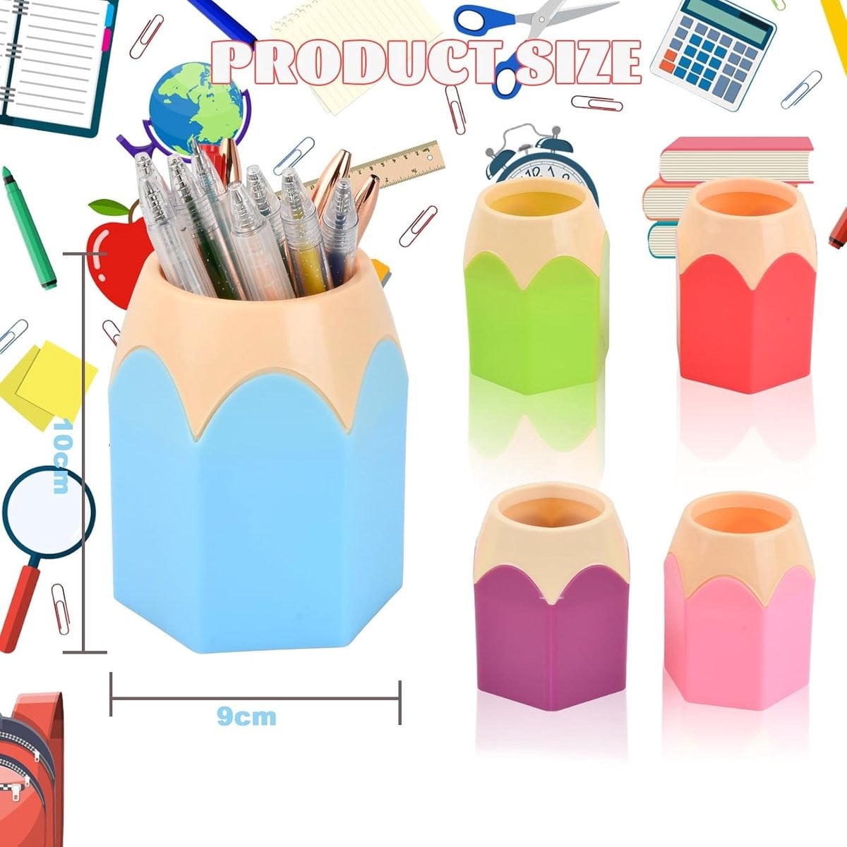 Set van 5 creatieve plastic penhouders voor je bureau en kantoorbenodigdheden