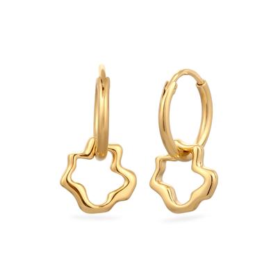 Paar Creolen ELLI "Ohrringe Creolen Anhänger Blume 925 Sterling Silber" Gr. 21, gold, Ohrringe, Damen, 21, Silber 925 (Sterlingsilber)